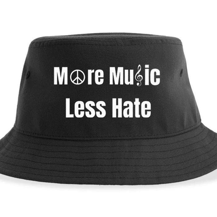 More Music Less Hate With Peace Sign And Treble Clef Symbols Sustainable Bucket Hat