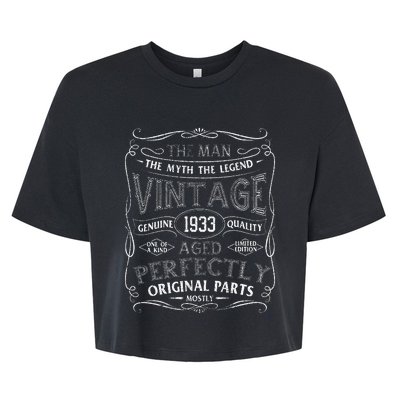 Man Myth Legend Vintage 1933 Year Of Birth Birthday Bella+Canvas Jersey Crop Tee