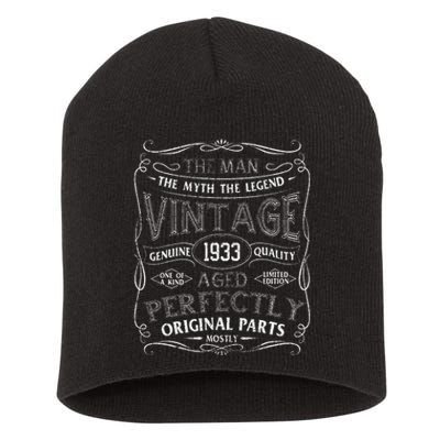 Man Myth Legend Vintage 1933 Year Of Birth Birthday Short Acrylic Beanie