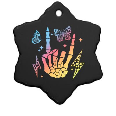 Motherhood Mom Life Rock On Skeleton Hand Bone Gift Ceramic Star Ornament