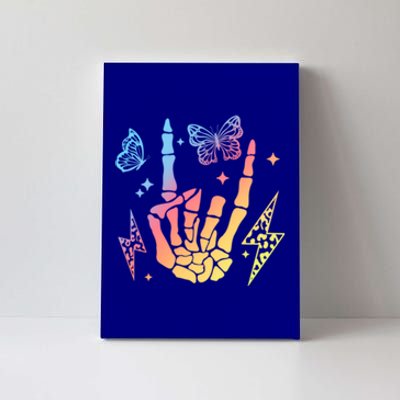 Motherhood Mom Life Rock On Skeleton Hand Bone Gift Canvas