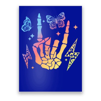 Motherhood Mom Life Rock On Skeleton Hand Bone Gift Poster