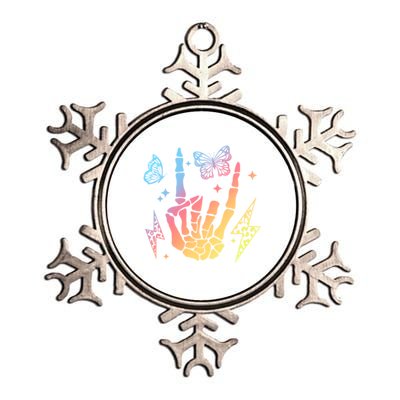 Motherhood Mom Life Rock On Skeleton Hand Bone Gift Metallic Star Ornament