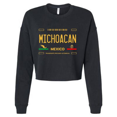 Michoacan Mexico License Plate Aesthetic Michoacan Cropped Pullover Crew