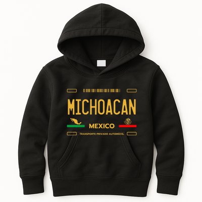 Michoacan Mexico License Plate Aesthetic Michoacan Kids Hoodie