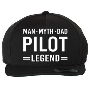 Man Myth Legend Dad Flying Airplane Pilot Gift Wool Snapback Cap