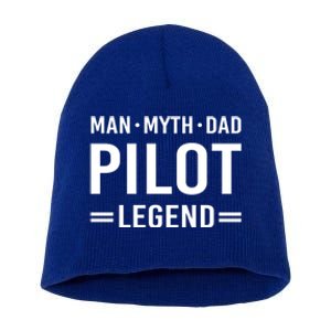 Man Myth Legend Dad Flying Airplane Pilot Gift Short Acrylic Beanie