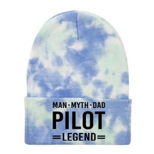 Man Myth Legend Dad Flying Airplane Pilot Gift Tie Dye 12in Knit Beanie