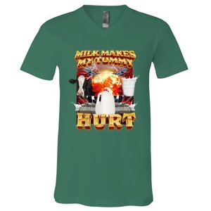 Milk Makes My Tummy Hurt V-Neck T-Shirt