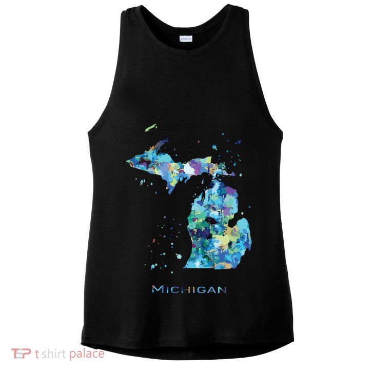 Michigan Map Ladies PosiCharge Tri-Blend Wicking Tank
