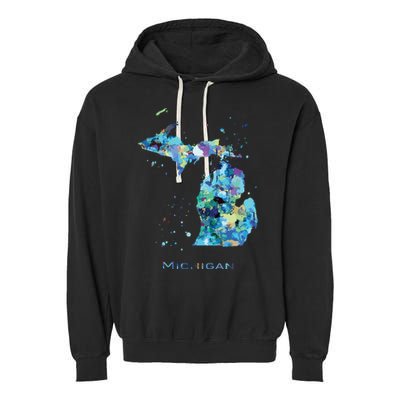 Michigan Map Garment-Dyed Fleece Hoodie