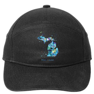Michigan Map 7-Panel Snapback Hat