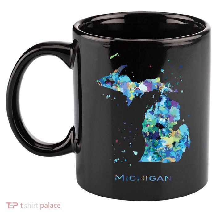 Michigan Map 11oz C Handle Ceramic Mug