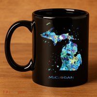 Michigan Map 11oz C Handle Ceramic Mug