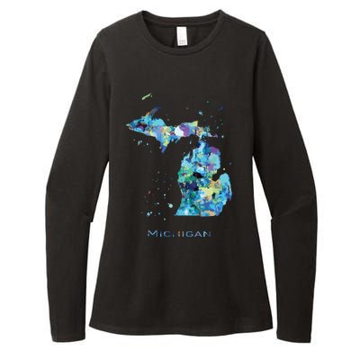 Michigan Map Womens CVC Long Sleeve Shirt