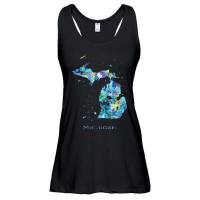 Michigan Map Ladies Essential Flowy Tank