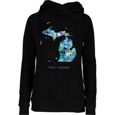 Michigan Map Womens Funnel Neck Pullover Hood