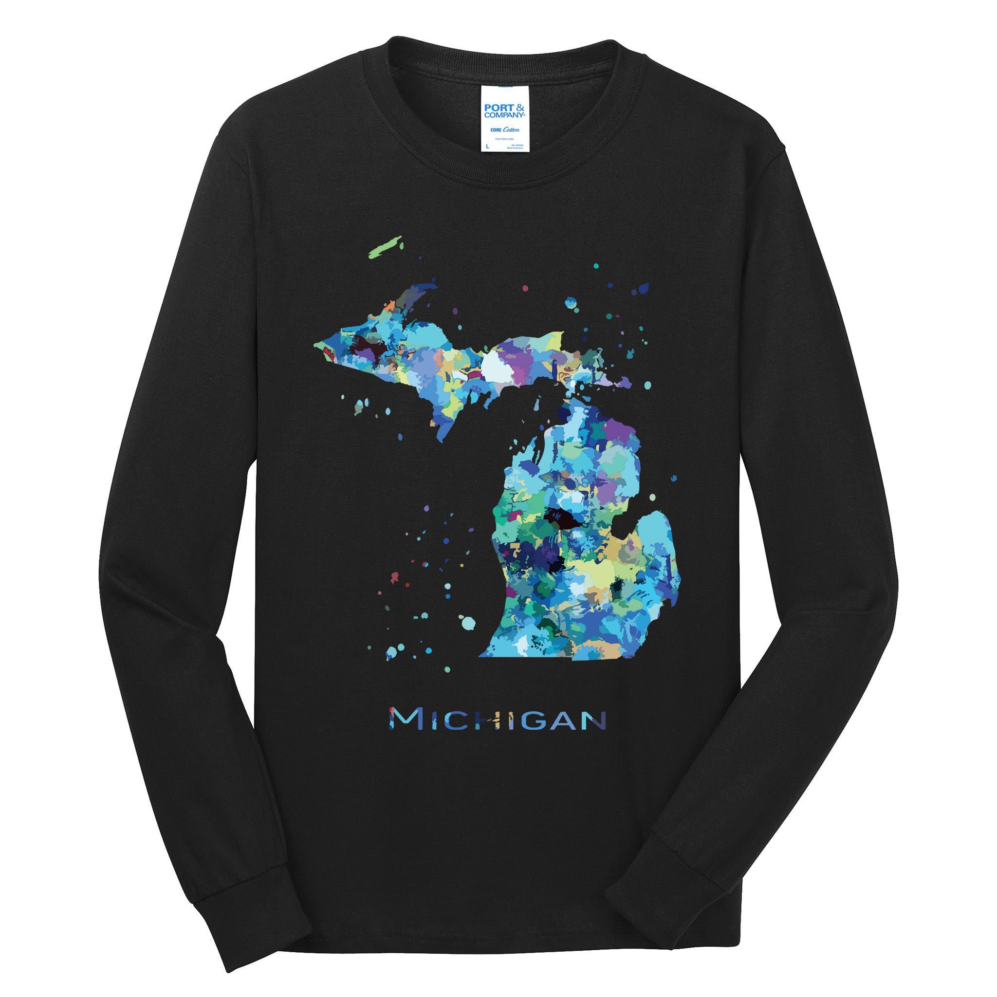 Michigan Map Tall Long Sleeve T-Shirt