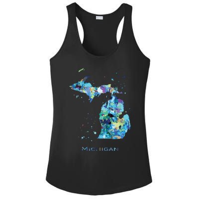 Michigan Map Ladies PosiCharge Competitor Racerback Tank