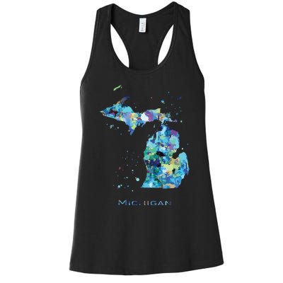 Michigan Map Women's Racerback Tank