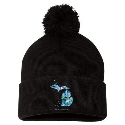 Michigan Map Pom Pom 12in Knit Beanie