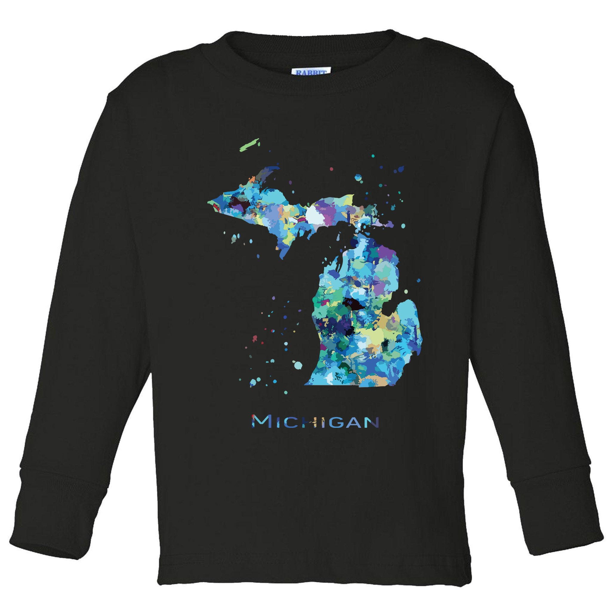 Michigan Map Toddler Long Sleeve Shirt