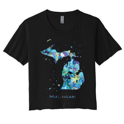 Michigan Map Women's Crop Top Tee