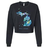 Michigan Map Cropped Pullover Crew