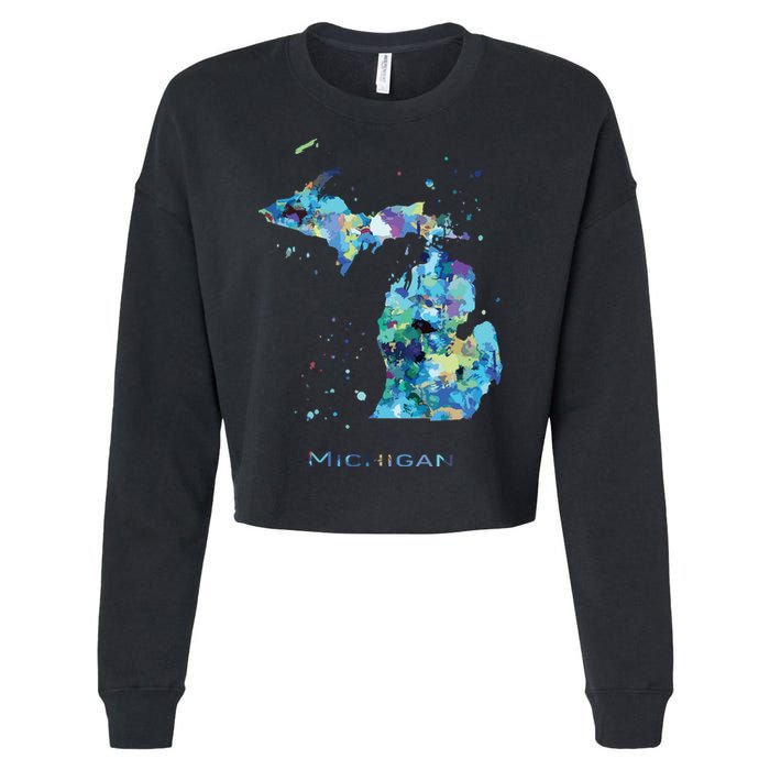 Michigan Map Cropped Pullover Crew