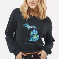 Michigan Map Cropped Pullover Crew