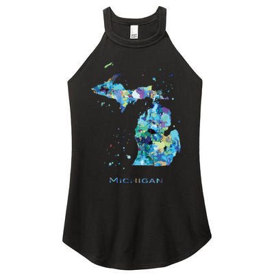 Michigan Map Women's Perfect Tri Rocker Tank