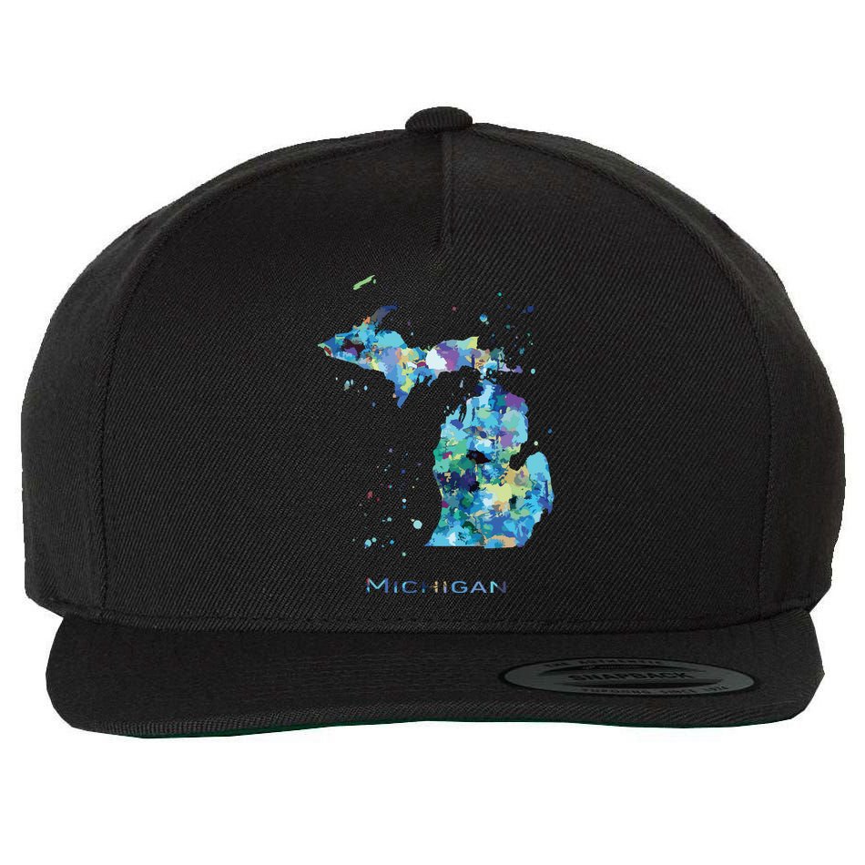 Michigan Map Wool Snapback Cap