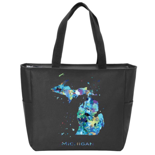 Michigan Map Zip Tote Bag