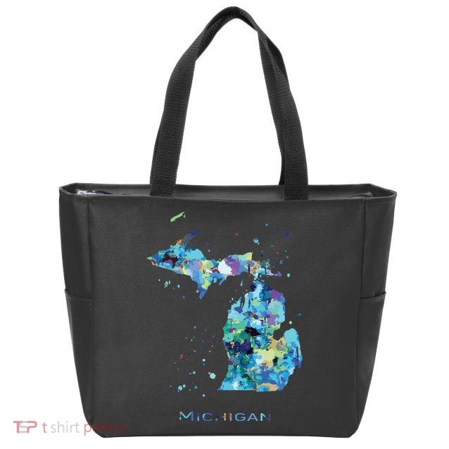 Michigan Map Zip Tote Bag