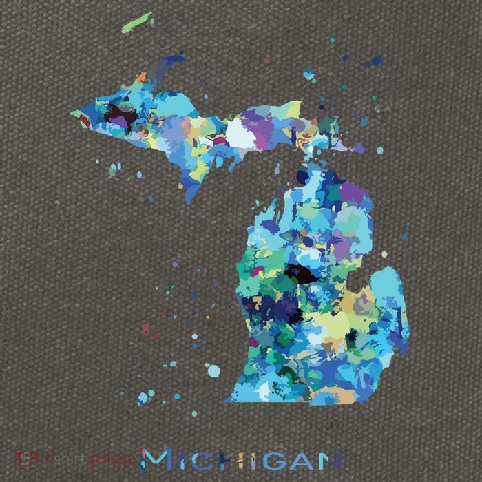 Michigan Map Cotton Canvas Backpack