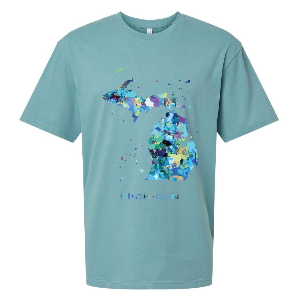 Michigan Map Sueded Cloud Jersey T-Shirt