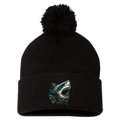 Majestic Megalodon Pom Pom 12in Knit Beanie