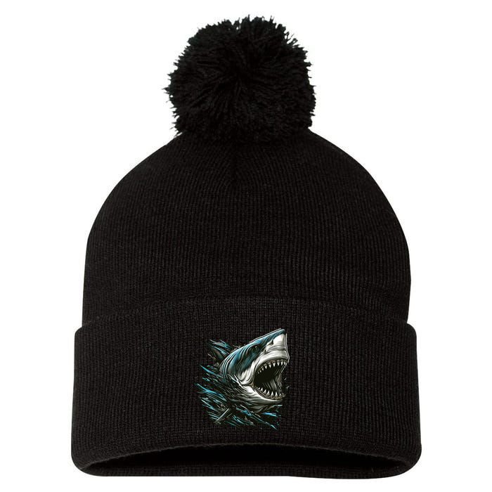 Majestic Megalodon Pom Pom 12in Knit Beanie