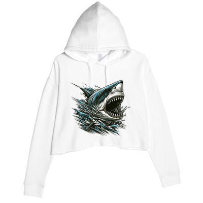 Majestic Megalodon Crop Fleece Hoodie
