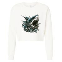 Majestic Megalodon Cropped Pullover Crew
