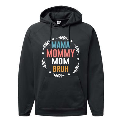 Ma Mama Mom Bruh Vintage Retro Performance Fleece Hoodie