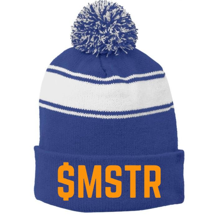 Microstrategy $Mstr Michael Saylor Bitcoin Stripe Pom Pom Beanie