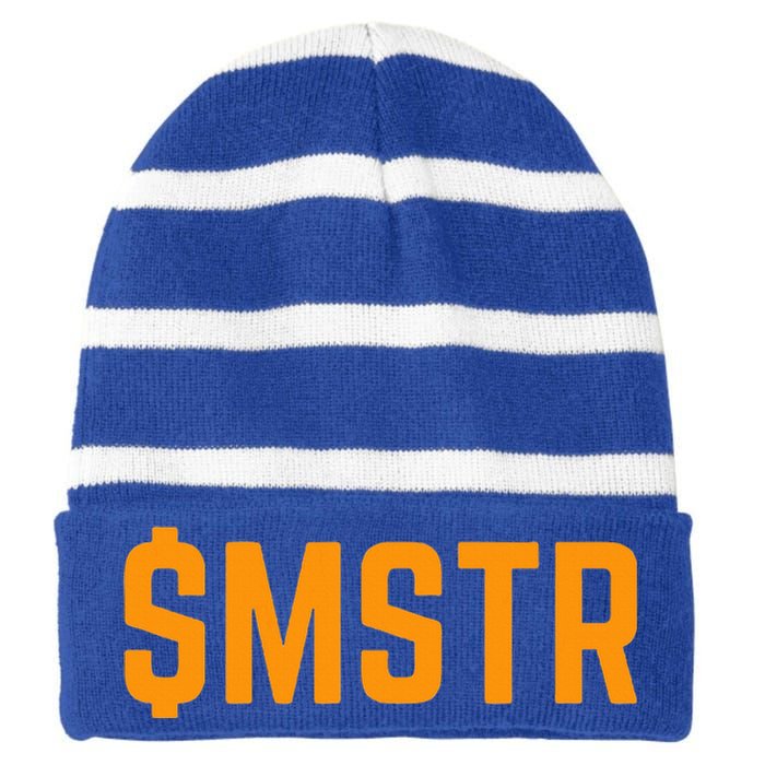 Microstrategy $Mstr Michael Saylor Bitcoin Striped Beanie with Solid Band