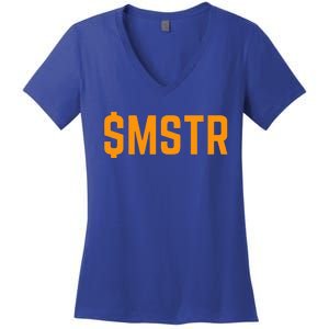 Microstrategy $Mstr Michael Saylor Bitcoin Women's V-Neck T-Shirt