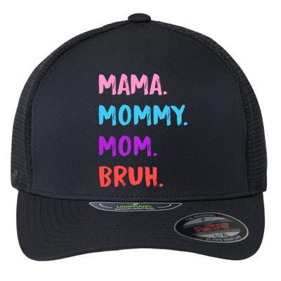 Mama Mommy Mom Bruh Colorful Paintbrush Meme Flexfit Unipanel Trucker Cap