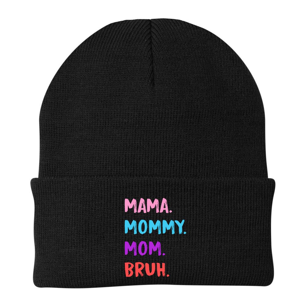 Mama Mommy Mom Bruh Colorful Paintbrush Meme Beanie