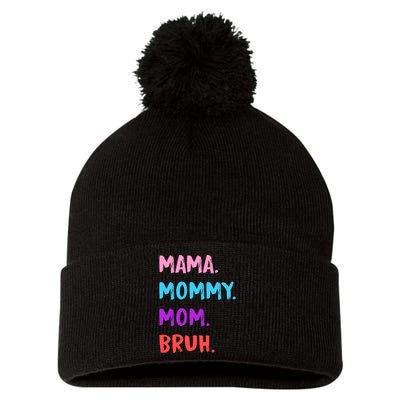 Mama Mommy Mom Bruh Colorful Paintbrush Meme Pom Pom 12in Knit Beanie