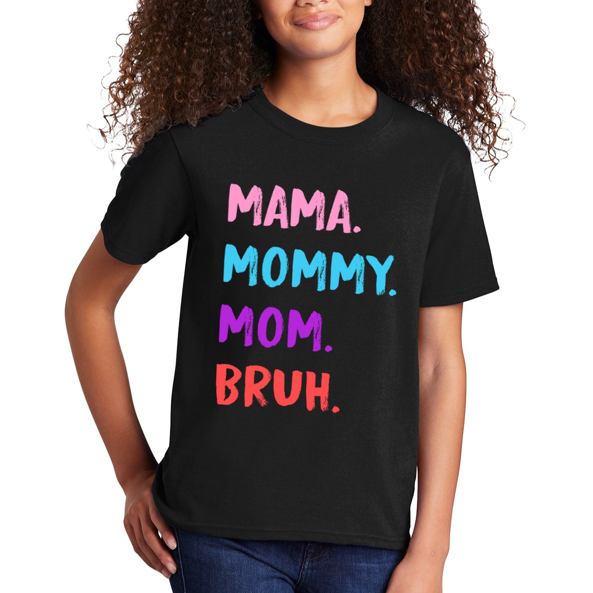 Mama Mommy Mom Bruh Colorful Paintbrush Meme Kids T-Shirt