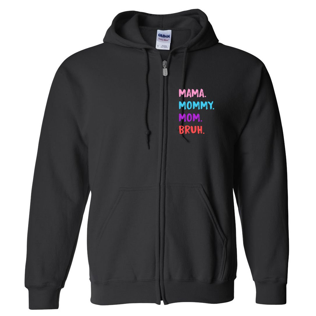 Mama Mommy Mom Bruh Colorful Paintbrush Meme Full Zip Hoodie