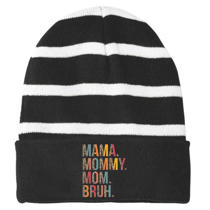 Mama Mommy Mom Bruh Funny Mothers Day Gifts for Mom Striped Beanie with Solid Band